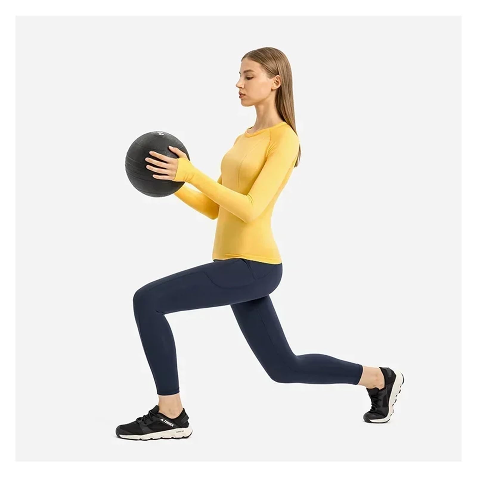 Maglietta da yoga Abbigliamento fitness senza cuciture a maniche lunghe Abbigliamento da yoga Top Wear Camicia da allenamento atletica for palestra da corsa da donna con fori for i pollici(Blue2,4-XS)