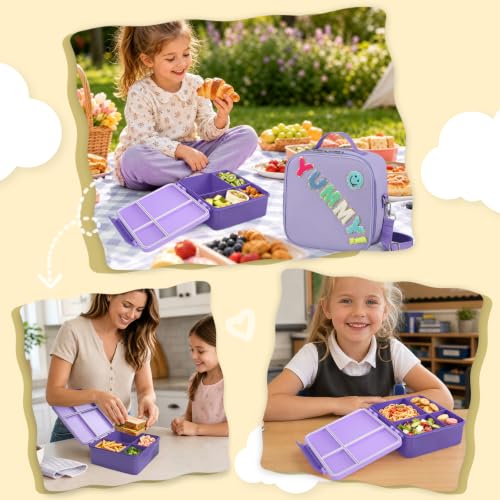 Image of Kids Lunch Box with Lunch Bag Bento (Purple)