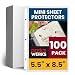 Heavyweight Clear Mini Sheet Protectors, 5.5" x 8.5", 100 Pack, Top Load,Reinforced Holes, Acid-Free/Archival Safe