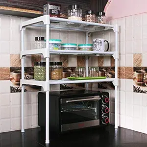 Ebee 3 Shelves Kitchen Metal Cabinet - White