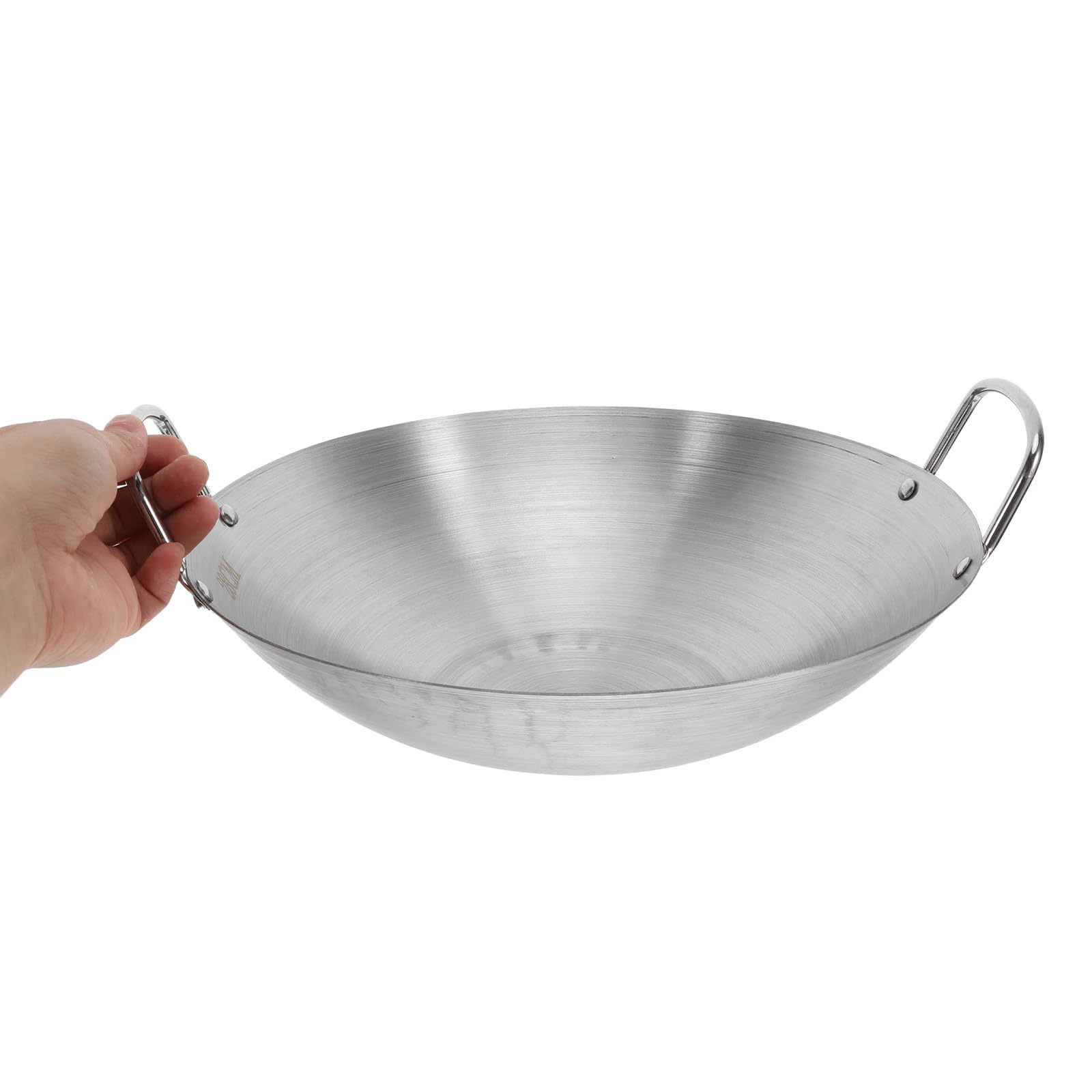 Gadpiparty Wok in Acciaio Inossidabile Fondo Rotondo per Cottura Uniforme, Grande Capacità Argento, fare Bbq e Patate Fritte