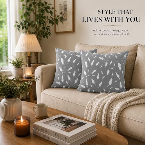 Image of BENAVJI Silk Printed Pillow Cover | Jaipuri Traditional Silk Cushion Cover Size 16 x 16 Inch Pack of 2 (Grey, 16X16 Inch)