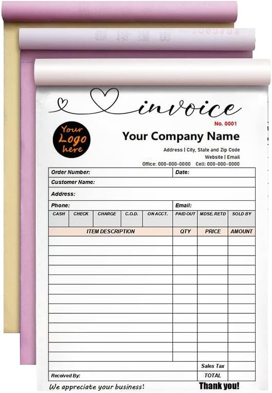 Custom Sales Invoice Custom 2 Part/3 Part Invoice, Custom Sales Receipt ...