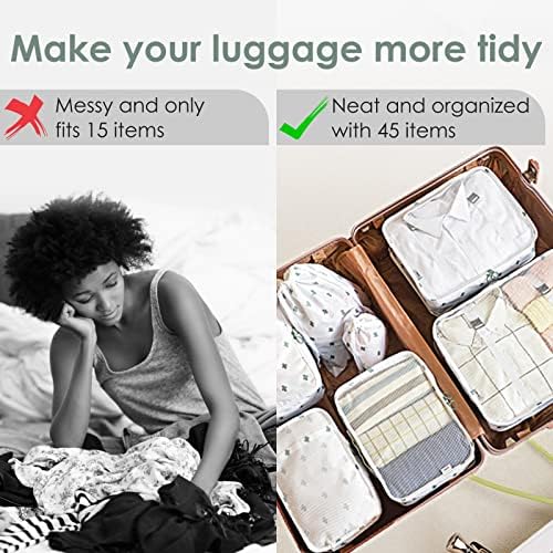 Scoutteemo Suitcase Organiser Set 8 Pcs, Multifunctional Travel Organiser, Waterproof Packing Cubes for Suitcase Travel Essentials Bag for Clothes, Shoe Bags, Cosmetic Bag