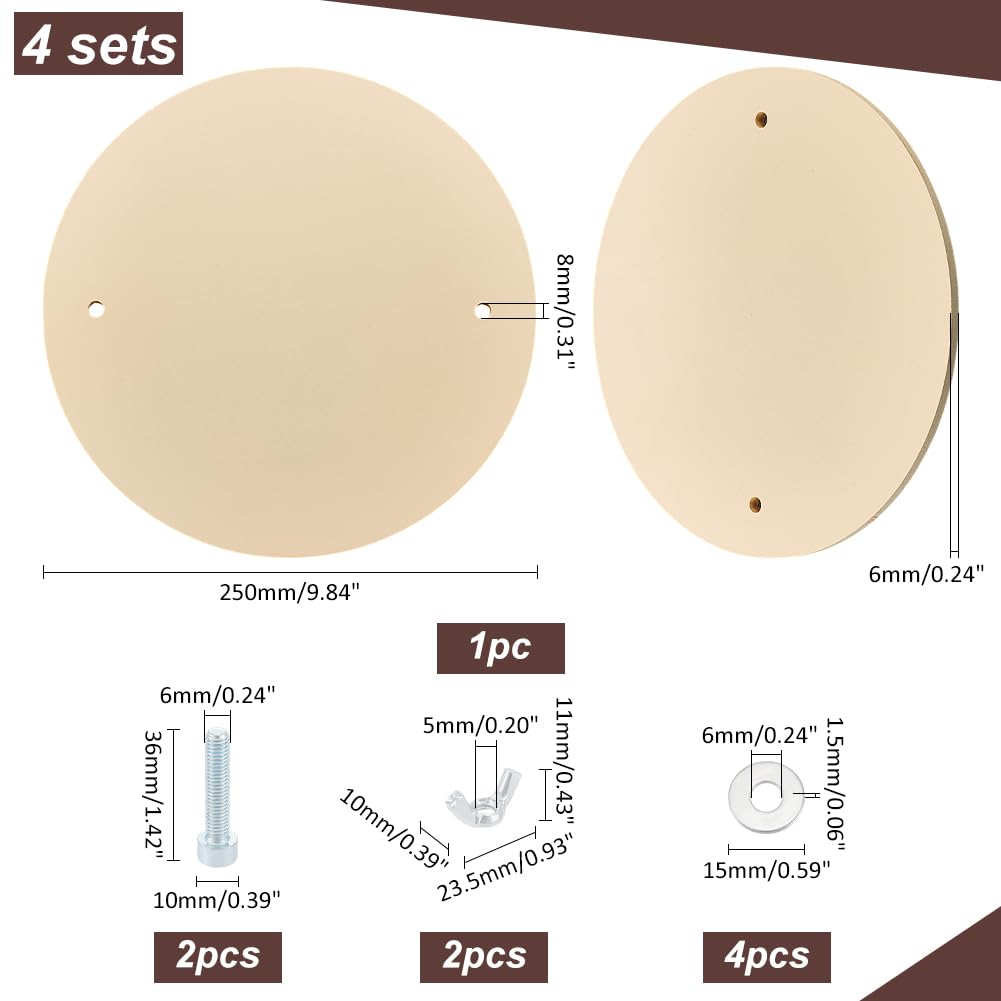 UNICRAFTALE 4 Set Lemon Chiffon Wooden Clay Board Mat Mud Board Flat Round Golden Pottery Wheel 25cm Round Clay Throwing Bats for Clay Crafts Arts Ceramics Pottery Tools Pottery Bats for DIY Sculpture - Image 3