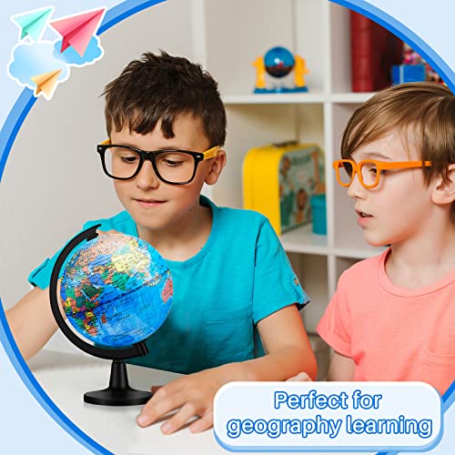 12 Pieces World Globe With Stand 4.6 Inches Geographic World Globe For Kids Learning Educational And Decorative Globes Of The World With Stand Globe Decor For Kids Students Classroom Desk Decor, Blue #TOP3