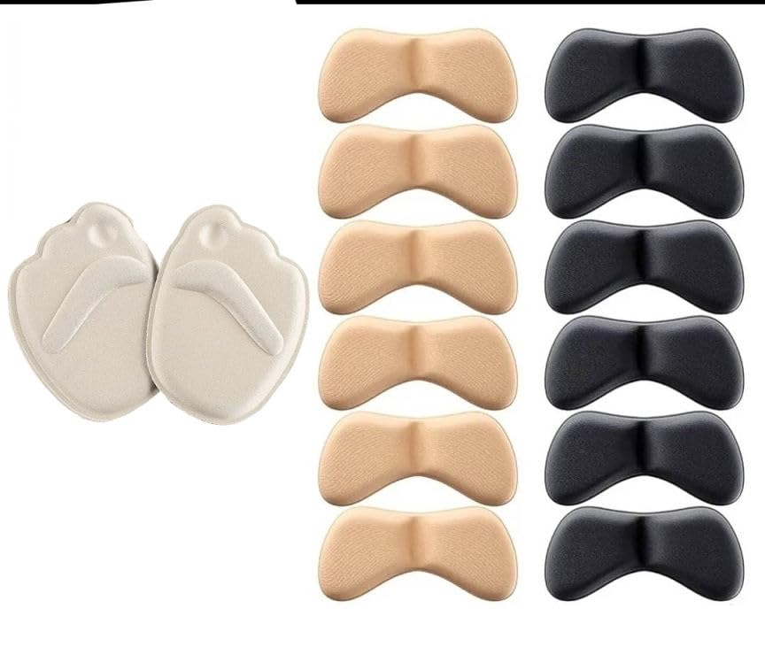 Generic(7 Pairs) Heel Grips Liner Cushions Inserts for Loose Shoes, Heel Pads Snugs for Shoe Too Big Men Women, Filler Improved Shoe Fit and Comfort, Prevent Heel Slip and Blister (black + apricot)