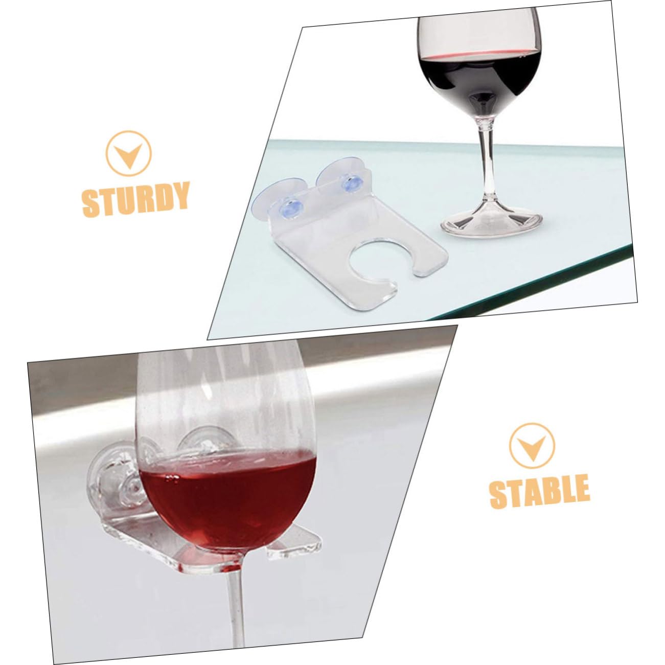 Cabilock 5 Juegos Estante De Copa De Vino Soporte para Vino En La Bañera Portavasos para Bañera Titular De La Cerveza De La Bañera Pegar En Portavasos Acrílico Transparent 2 Piezas * 5