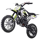 ZEAIMX 49cc Dirt Bike for Kids 8–14, Kids Motorcycle, 2-Stroke Gas Mini Dirt Bike with Dual Disc Brakes, Easy Pull Start, Off-Road Tires (White)