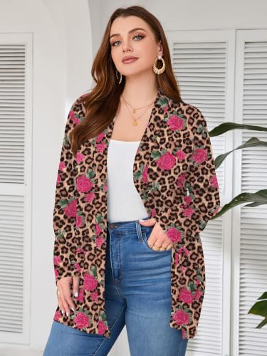 Image of AusLook Plus Size Lightweight Cardigans for Women Open Front Pockets Jacket