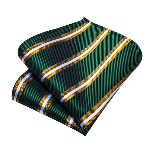 Image of DiBanGu Silk Zipper Ties for Men,Paisley Solid Plaid Pre-tied Tie and Pocket Square Cufflinks Set Formal Adjustable Necktie