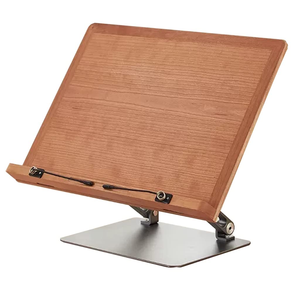 GIZNXBA Atril Estudio Madera, Atril para Libros De Cocina, Soporte De Escritorio para Libros De Lectura Ajustable, Soporte Multifuncional De Aleación De Aluminio para Ordenador (Color : Natural)