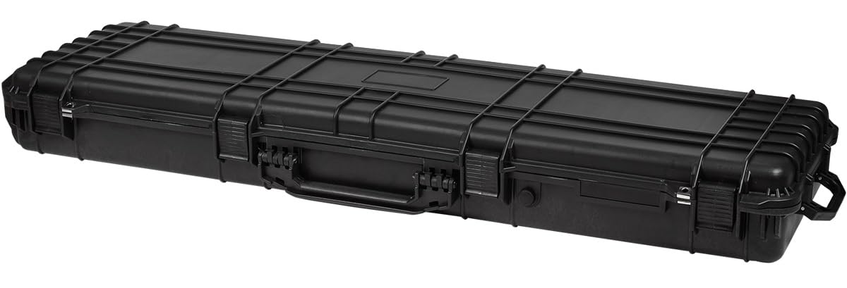 SEVICO Universalbox Waffenkoffer für Gewehre mit Rasterschaumstoff robuste Schutzkoffer aus Kunststoff mit Schaumstoffpolsterung und Druckausgleichsventil 134,6x40,6x15,5cm | Schwarz