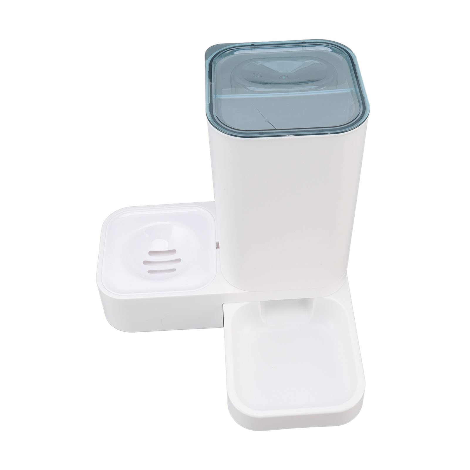 2 en 1 Dispensador Automático para Mascotas, Comedero y Bebedero por Gravedad, Capacidad Grande (1,5 L Agua + 1 kg Comida), Ventana Visual de Residuos, para Gatos y Perros Medianos