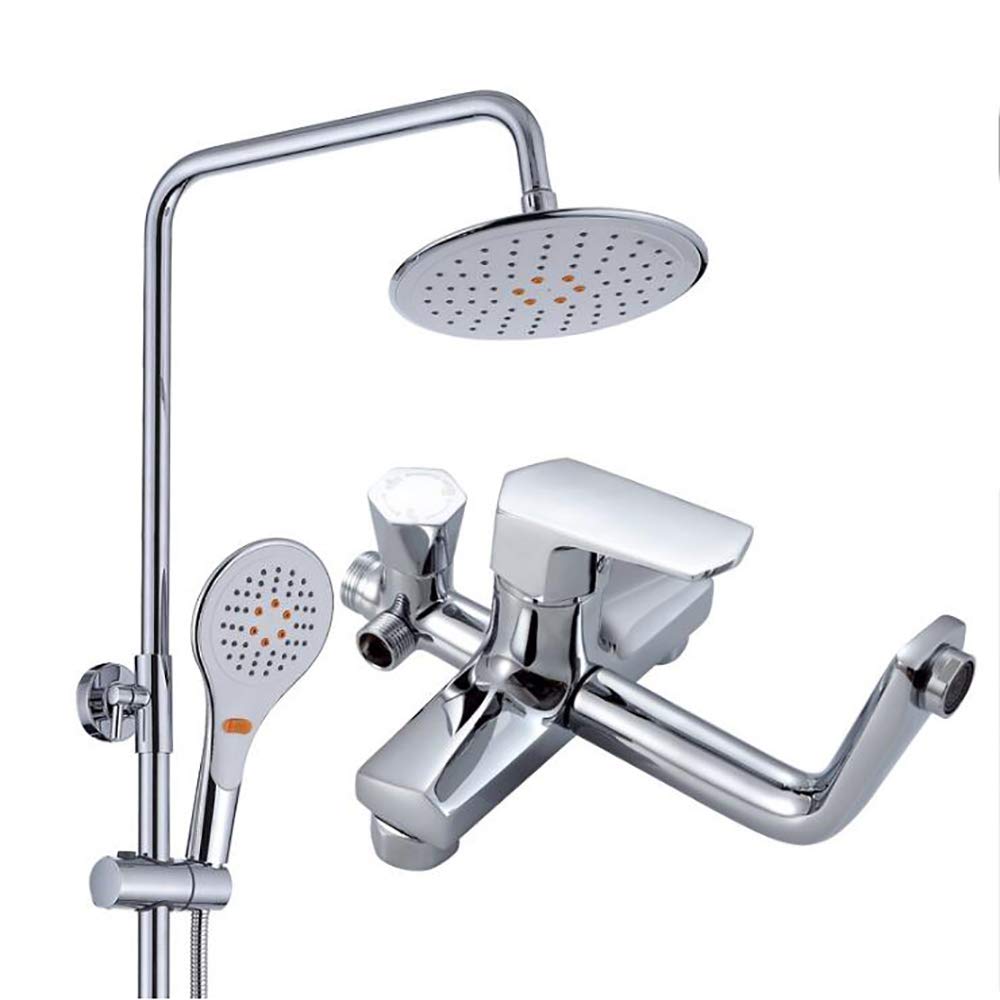 Cqq Shower kit Modern Electroplated Copper Shower Set, Bathroom Personality Shower Top + Hand Shower + Mixing Faucet
