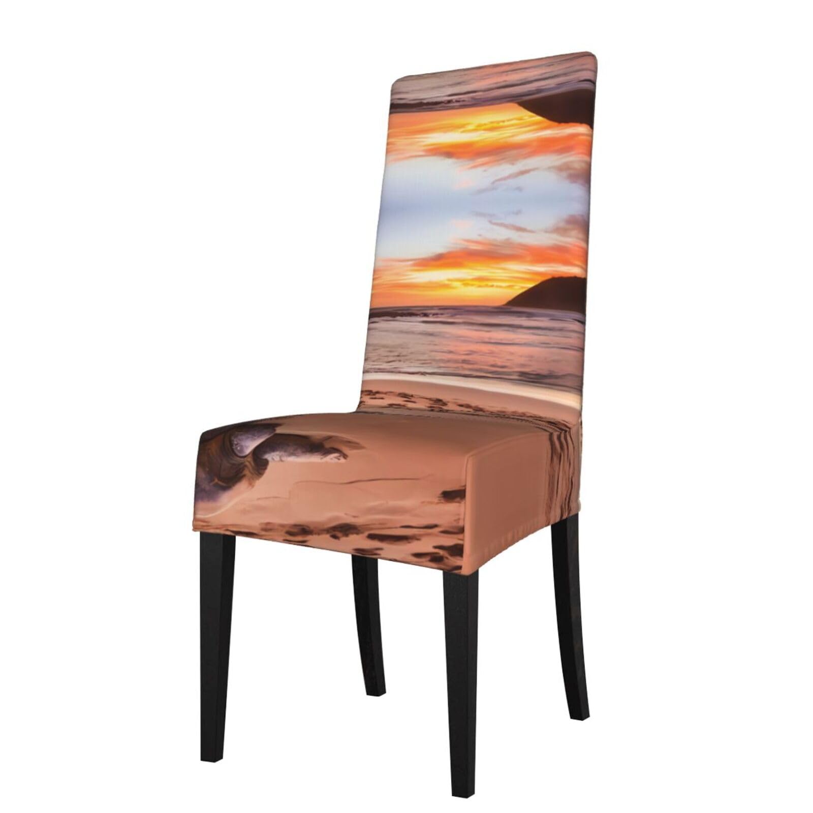 HJFCZH sea turtle sunset Prints Protection Cover for Dining Chair - Stretchable Chair Throw Covers for Dining Room, Hotel Event Party