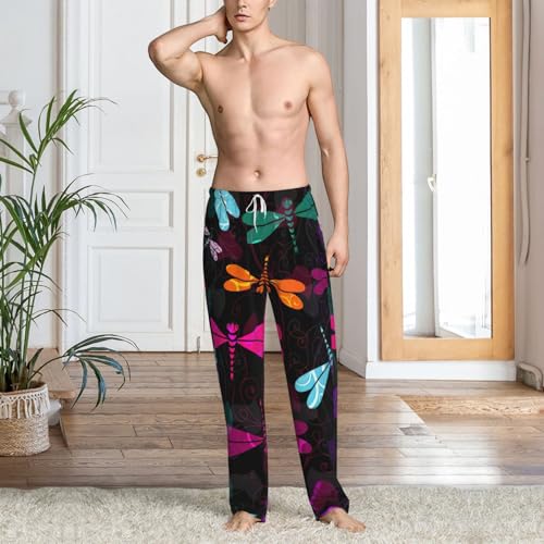 Pantalon de pyjama imprimé libellule en polaire douce décontracté - 3