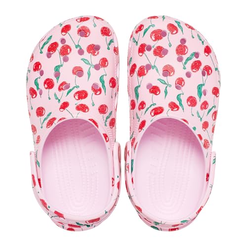 Image of Crocs Unisex Classic Clogs with Patterns and Graphics (Little Kid /Big Kid) Pink Milk 3 Medium