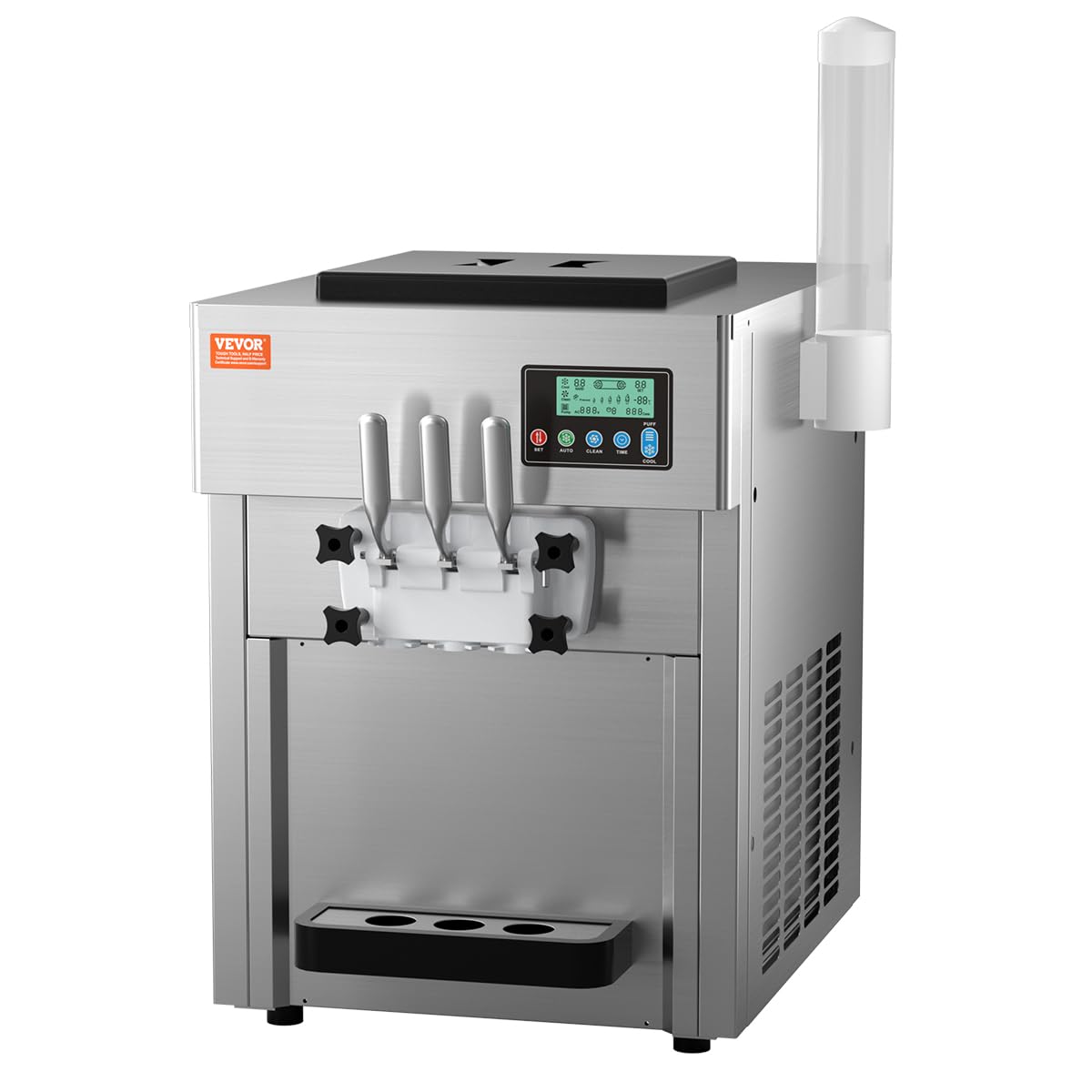 Photo 1 of VEVOR Commercial Ice Cream Machine, 21 QT/H Soft Serve Ice Cream Maker with LCD Panel Auto Clean 3-Flavor Pre-cooling for Restaurant Snack Bar