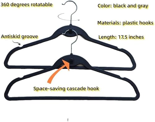 Miniatura 3 de 50 perchas en cascada negras que ahorran espacio