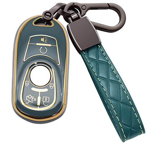 Image of for Buick Car Key Fob Cover Soft TPU with Keychain Shell Full Protective Smart Key Fob Case Compatible with Buick 2015-2023 GL8 Verano Enclave Regal Lacross Encore Envision 6 Button, Gray