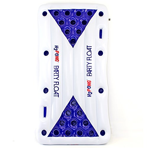 Play Platoon H2PONG Inflatable Beer Pong Raft, Includes 5 Ping Pong Balls - Floating Pool Party Game Float Set