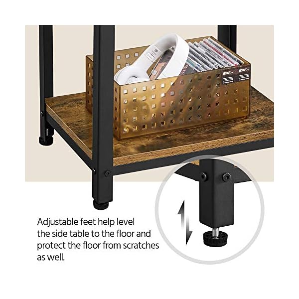 Yaheetech Tall Bedside Table/Nightstand with Storage Shelf, Industrial Telephone Table, Sofa Side Table for Small Spaces, Living Room, Bedroom, Rustic Brown - Image 7