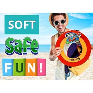 JA-RU Soft Giant Frisbee Throwing Disc 16″ (3 Unit Assorted) Soaring Flyer Splash Fun Aqua Flyer Lightweight. Flying Discs for Kids & Adult Toys. Safe Easy and Professional. Plus Bouncy Ball.5138-3p