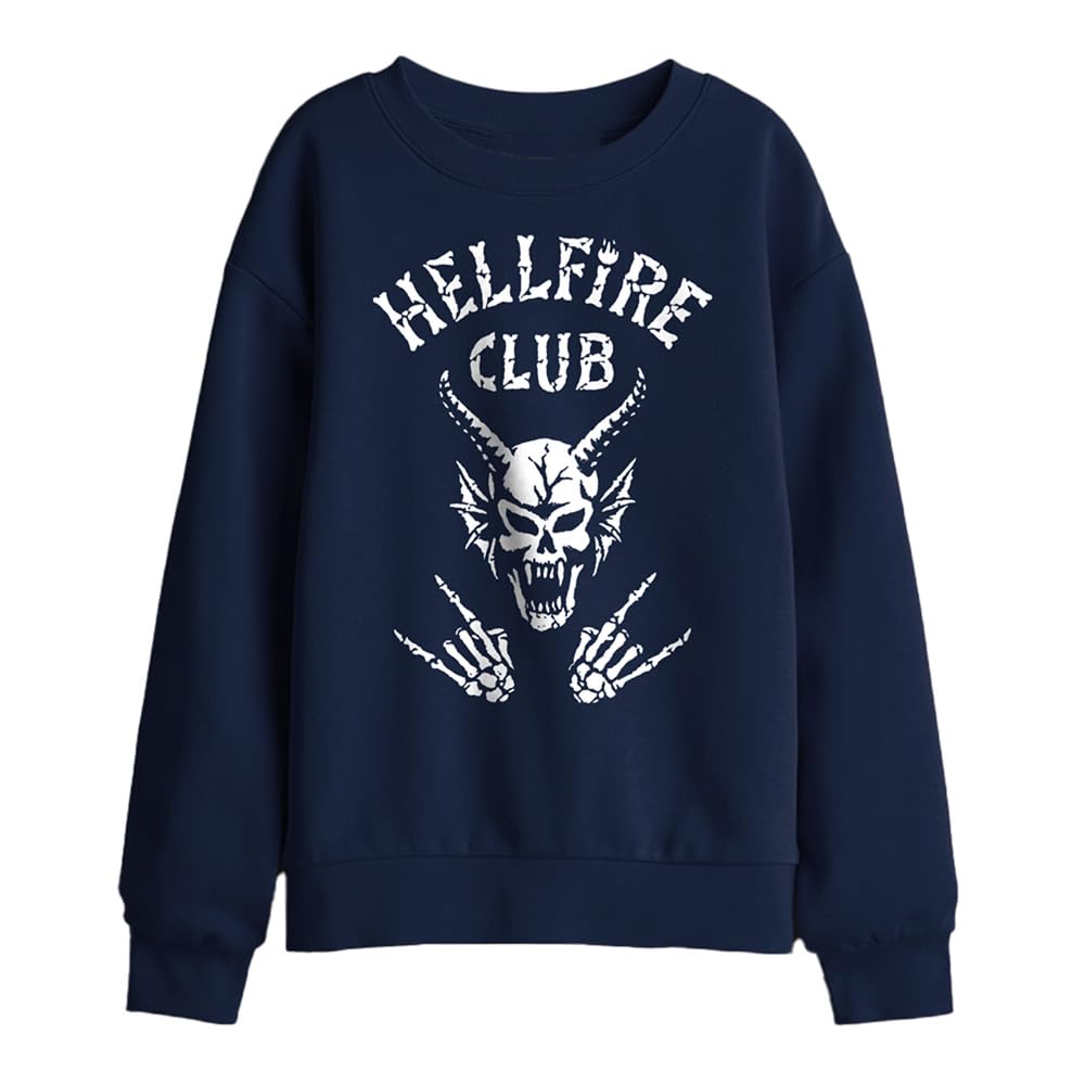 Stranger Things Hellfire Club Bones Kids Sweatshirt, Black, 12-13