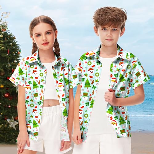 Image of Remimi Unisex Kids Halloween Shirt Boys Pumpkin Ghost Shirts Hawaii Button Up Tops 5-14 Years