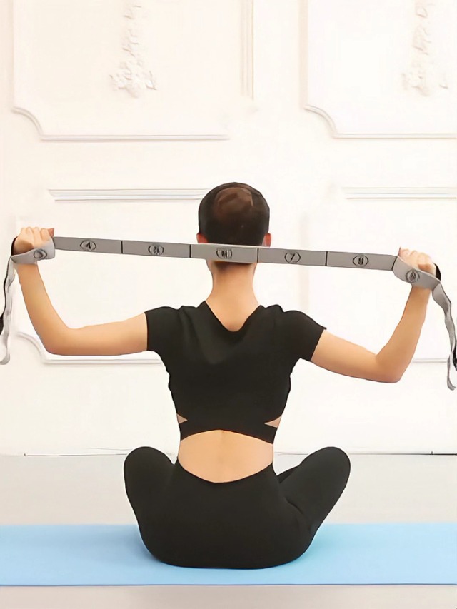 TAVIEW - Cinghia da yoga per stretching, fascia elastica con 10 passanti per pilates e tendine per esercizi di fisioterapia per la migliore flessibilità