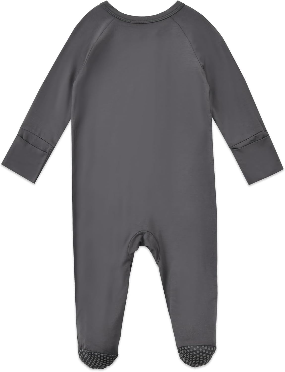 Aablexema Baby Footed Coverall Pajamas with Mittens Rayon from Bamboo 2pcs Newborn Infant 2-way Zipper Outfit - Image 4