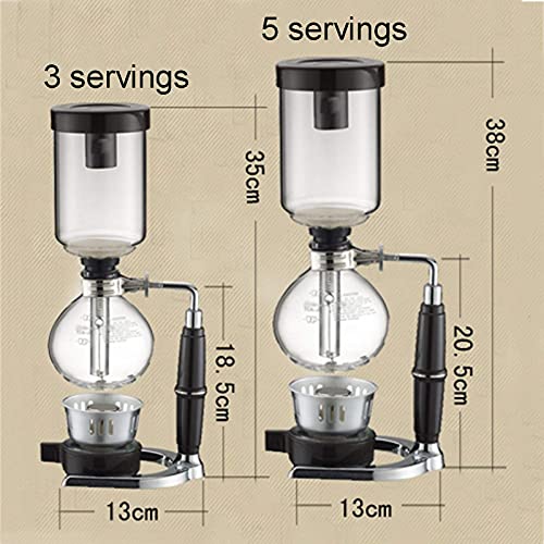 XFZJCHAP Siphon Glass Pot,Pot Syphon Coffee Maker,Coffee Machine Filter 3-5 Cup,Syphon Maker Vacuum Coffee Maker for Brewing Coffee and Tea with Extended Handle - Image 2