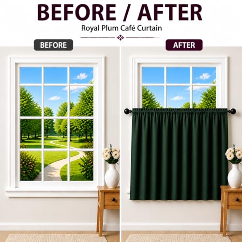 Image of Valance Blackout Rod Pocket Pattern Curtain Pack of 1 Piece, Kitchen Curtain | 3 Feet - Green