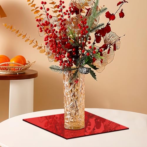 Image of 2 Pcs 12 x16 Inch Red Acrylic Mirror Sheet, 1 /8 Inch Thick Opaque Glossy Mirror, Plexiglass Mirror Sheets with Protective Film, Rigid Mirror Acrylic Sheets for Sawing, DIY, Laser Cutting and Engraving