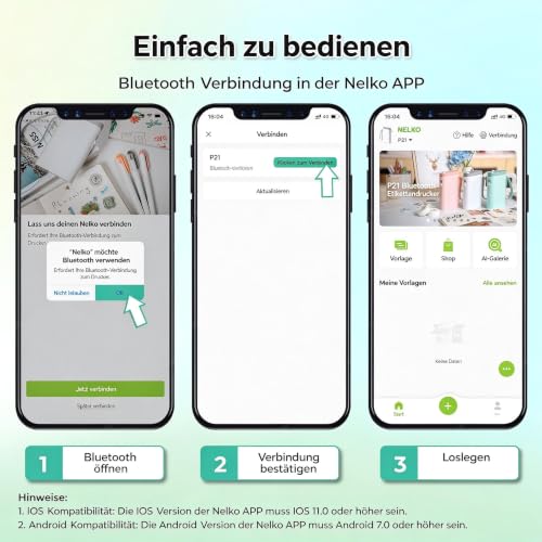 Nelko Etikettendrucker,Bluetooth P21 Selbstklebendes Etikettiergerät Grün – Ansicht 6