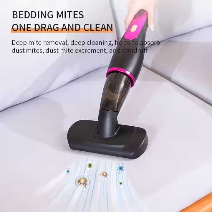 Dratal DT-407 vacuum cleaner with mite brush attachment being used on bedding