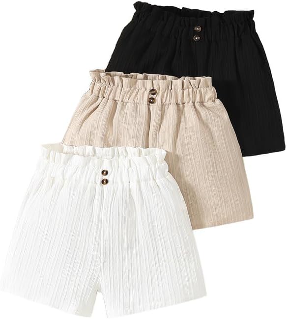 3 Pack Girls Shorts Summer Casual Elastic Waist Shorts