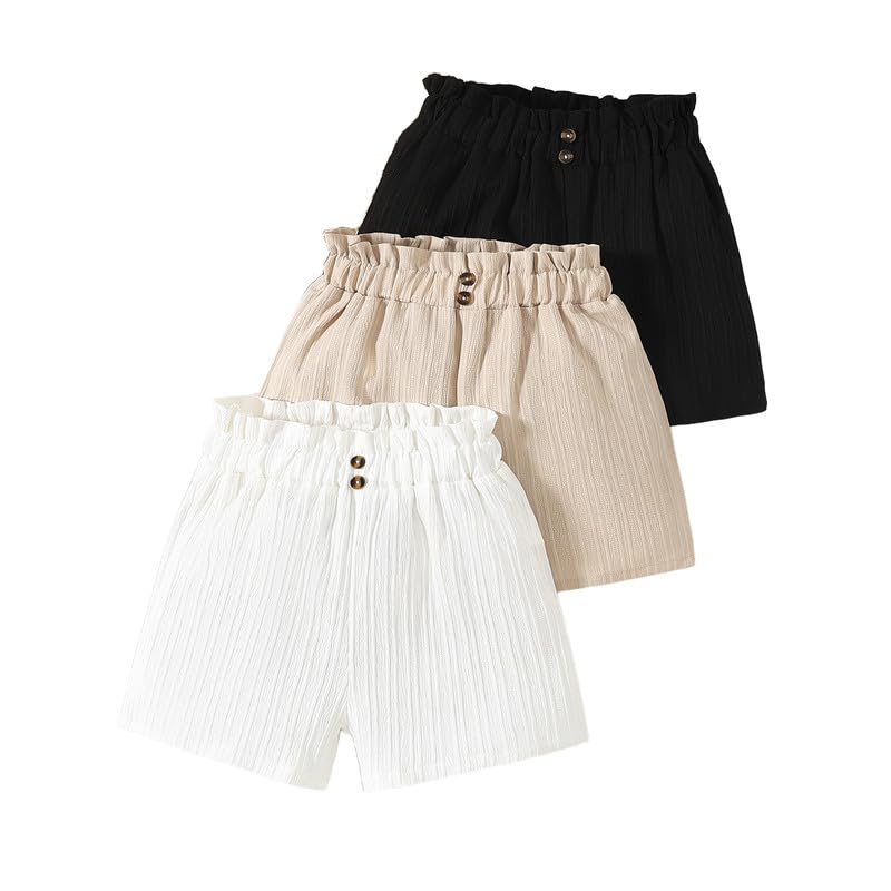 Twosya 3 Pack Girls Shorts Summer Casual Elastic Waist Shorts