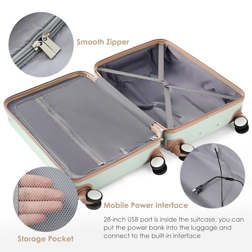 image for Merax Luggage Sets 3 Piece, Hardshell Suit case with Front Pocket Cup 