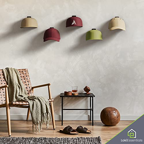 Lokiessentials Adhesive Hat Rack Display Hooks For Wall & Door (12 Pack) Baseball Cap Holder, Closet & Storage Organizer, Strong Cap Hanger For Room & Mancave, No Drilling, Usa Patent Pending (Black) #TOP5