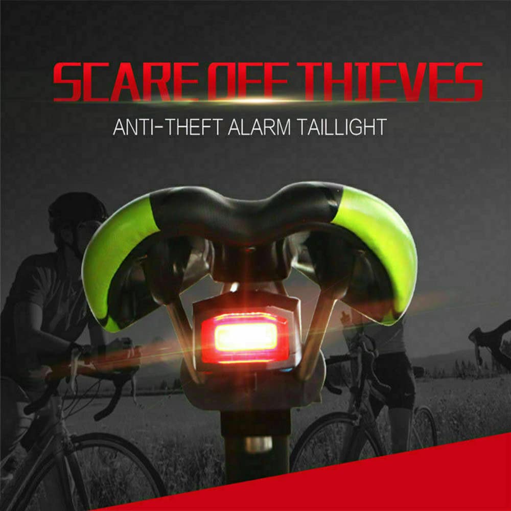 Baceyong Zestaw tylnych świateł rowerowych LED, alarm antykradzieżowy, ładowany przez USB, pilot zdalnego sterowania, ochrona przed kradzieżą, pilot zdalnego sterowania, lampa rowerowa USB
