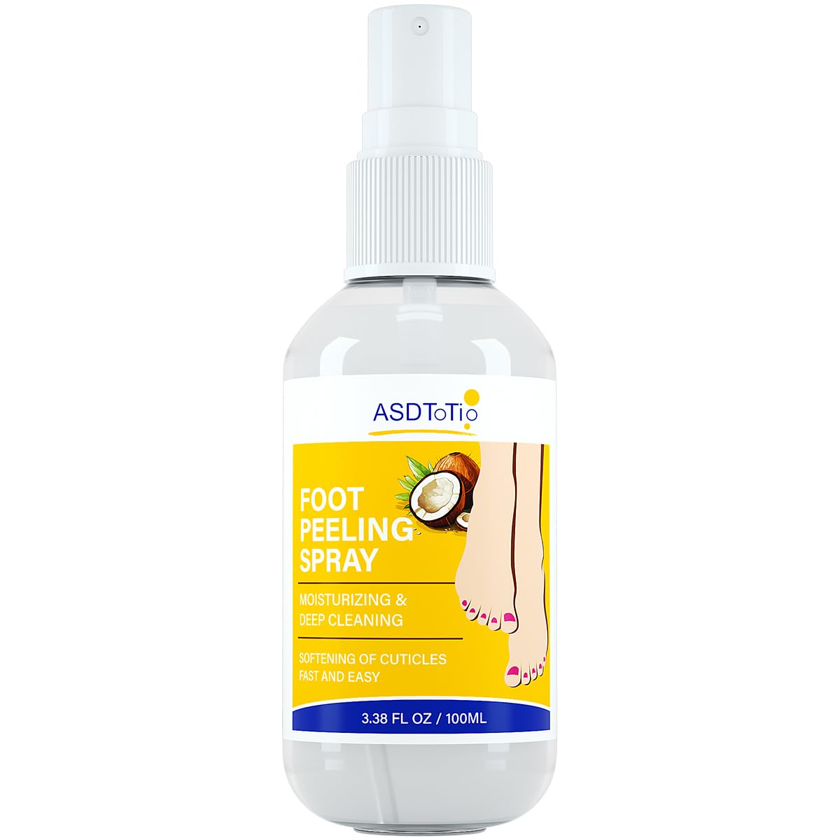 Instant Foot Peeling Spray- Coconut Foot Peeling Spray Instantly Remove Dead Skin, Hydrate & Nourish. Exfoliate Dry, Rough Skin- 4 fl.oz