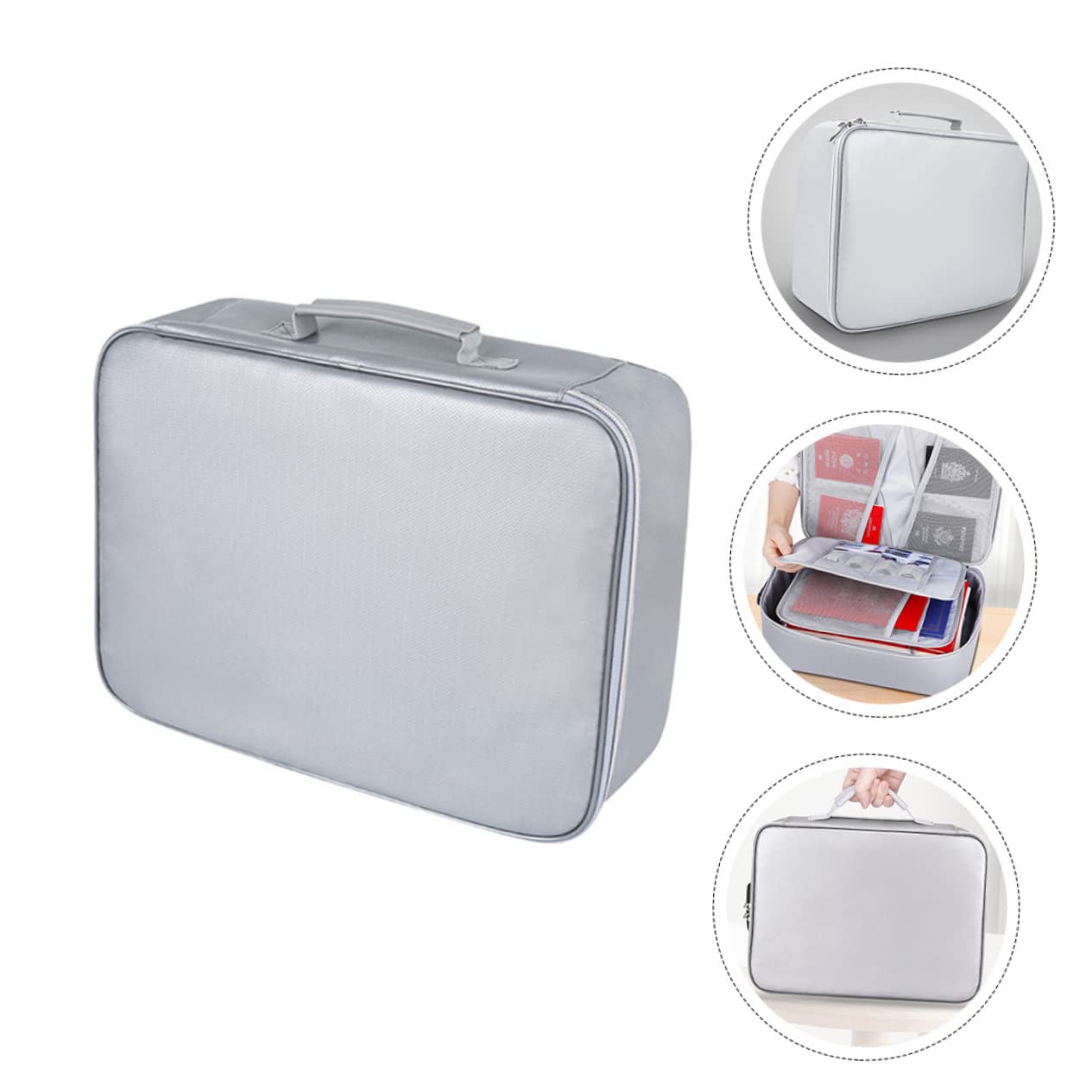 Borsa Porta Documenti Ignifuga di Silicone e Fibra di Vetro Grande Capacità e Cerniera Liscia per Ufficio e Viaggio