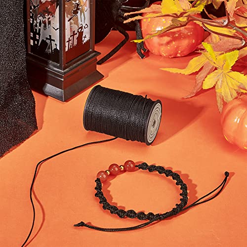 Ph Pandahall 0.8Mm Black Waxed Thread String, 50M/54 Yard Polyester Beading Thread For Braiding Bracelets Wax String Craft Cord For Jewelry Making Hand Sewing Leather, Bookbinding, Craft Diy #TOP2