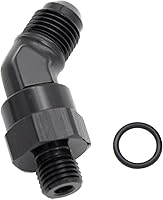 Vista 6 de Adaptador de riel de bomba de combustible macho de aluminio de radio de alto flujo 45 grados 6AN macho a 4AN macho con junta tórica AN4 ORB, negro