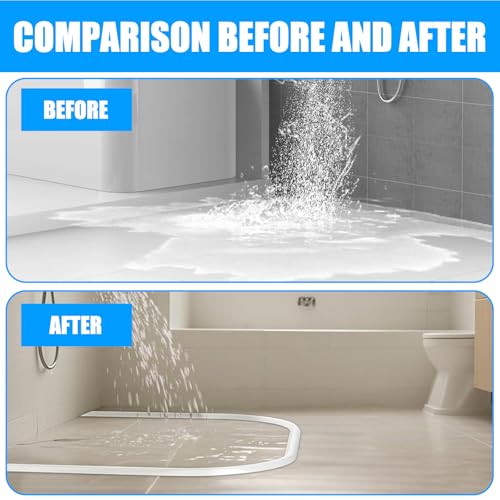 AXVRAV Schwallschutzleiste Dusche Selbstklebend 200cm – Flexibler Silikon Wasserstopper Dusche T-Form Design, Gummilippe für Nass-Trocken-Trennung, Boden Schutzleiste für Bad & Küche, Transparent