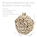 Tasysain Rhinestone Rose Evening Clutch for Women Diamond Flower 3D Cocktail Handbag Prom Party Shoulder Purse, Gold Silver