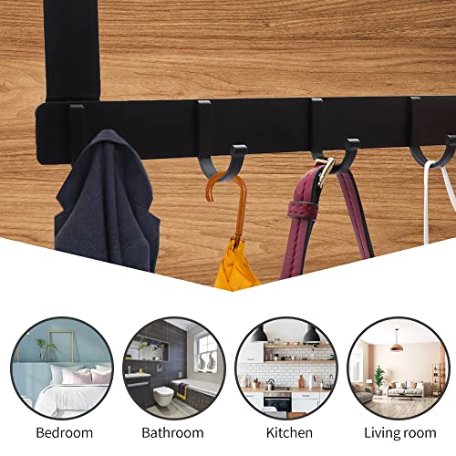 Mdvora 1/2/4 Pack Over Door Hooks, Black/White, Short/Long, Heavy-Duty Over Door Hanger(1Pcs Short Black) #TOP6
