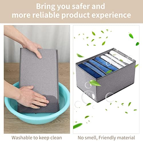 Yoillione Wardrobe Storage Organiser Clothes Organiser Drawer Dividers, Closet Organizers and Storage Jeans Organiser for Underwear Trouser T Shirt Legging Pant for Bedroom, Fabric Storage Box, 2 PCS